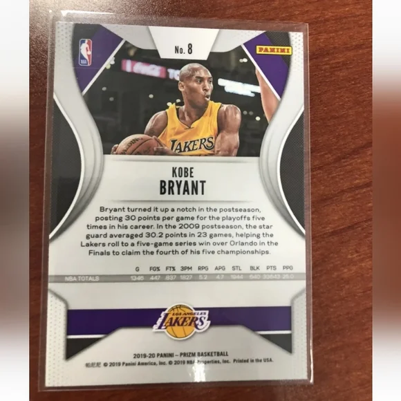 Kobe Bryant 2019-20 Panini Prizm Card #8 - Picture 3 of 4